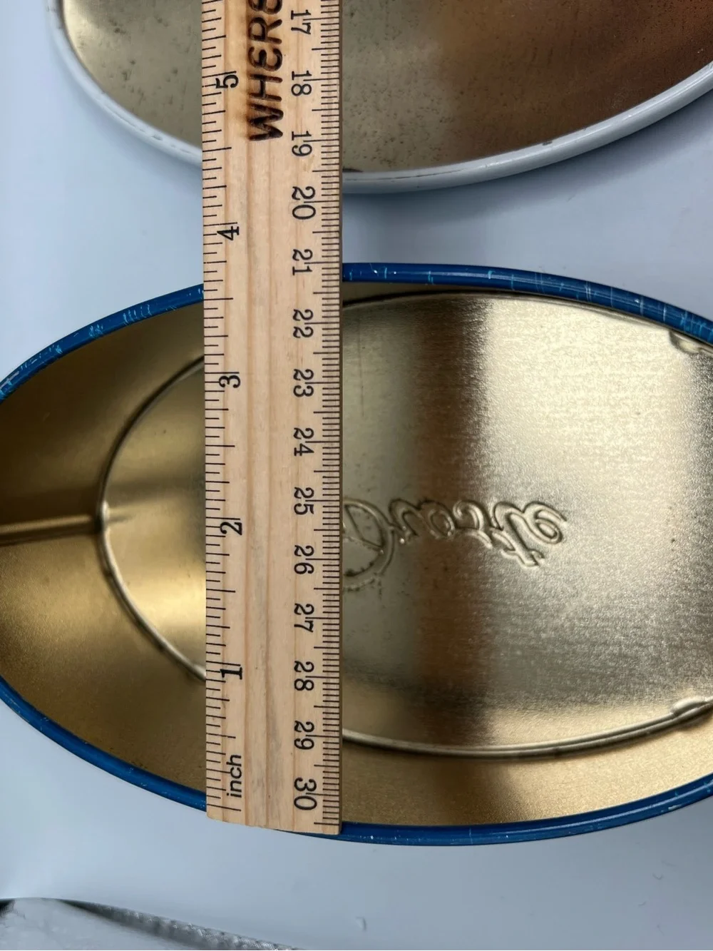 Vintage Droste Holland Oval Metal Candy Tin White And Blue Design